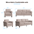 thumbnail image 2 of CECER 2 Pieces Living Room Sofa Set, Linen Fabric Sectional Sofas and Couches Set for Living Room, Including 3-Seater Sofa and Armchair, Beige, 2 of 5