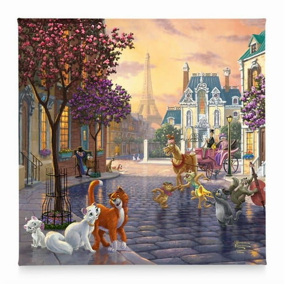 Thomas Kinkade Studios Disney The Aristocats 14" x 14" Gallery Wrapped Canvas