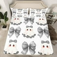 thumbnail image 2 of Feelyou Ghost Twin Sheet Sets for Child, Princess Grey Bow-tie Twin Fitted Sheet, Happy Halloween Flat Sheet, Breathable Bedroom Decorative, 3pcs, 2 of 7