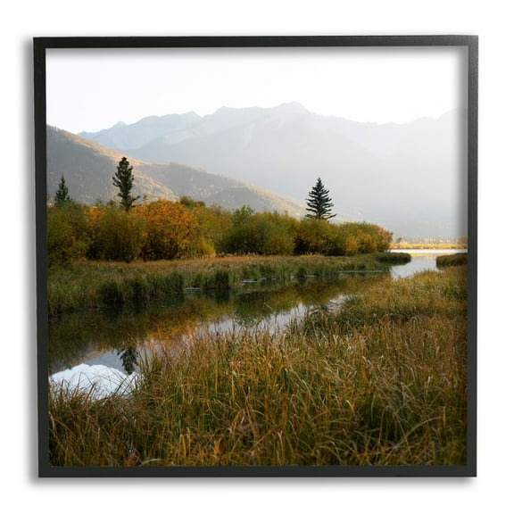 Stupell Industries Soothing Grassy Bog Stream Mountains Landscape Photography Black Framed Art Print Wall Art, 24x24, by Carol Robinson