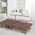 thumbnail image 4 of Costway Folding Bed Adjustable Guest Single Bed Mattress Portable Wheels Brown, 4 of 12