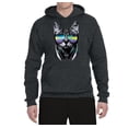 thumbnail image 2 of DJ Kitty Cat with Headphones | Mens Cat Lover Hooded Sweatshirt Graphic Hoodie, Heather Black, 2XL, 2 of 3