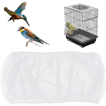 Universal Organza Bird Cage Seed Catcher Net Cover Parrot Mesh Net Cover White 300x0.1mm