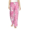thumbnail image 2 of Picia Breast Cancer Awareness (3) Womens Soft Woven Cotton Elastic Waistband Sleep Pajama Pant Lounge Sleep Pant With Pockets And Drawstring-Small, 2 of 9