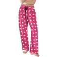 thumbnail image 6 of Women's Pajama Pants Lightweight Casual Comfy Palazzo Pants, Heart Print Sleepwear Loungewear Bottoms with Pockets,Watermelon Red,2XL, 6 of 6