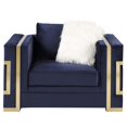 thumbnail image 3 of ACME Virrux Chaise en Velours avec 2 Coussins Bleu et Or, 3 of 7