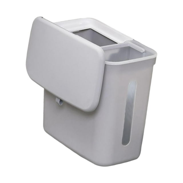 Cubo de basura portátil colgante de 9 litros con compartimentos para cocina, dormitorio u oficina. Gris