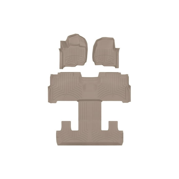 WeatherTech FloorLiner HP Custom Fit Floor Mats compatible with Expedition, Navigator - Complete Set (1st Row, Two Piece - 2nd & 3rd Row), Tan