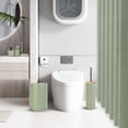 thumbnail image 6 of CERBIOR 32 Pcs Bamboo Bathroom Accessories Sets with Shower Curtain& Shower Caddy, Irregular Stripe Design Complete Set Bathroom Decor Vanity Countertop Accessory Set, Green, 6 of 8