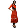 thumbnail image 2 of Bimba Orange Flaired Kurti Printed Cotton Kurta Indian Designer Clothing Dress, 2 of 7