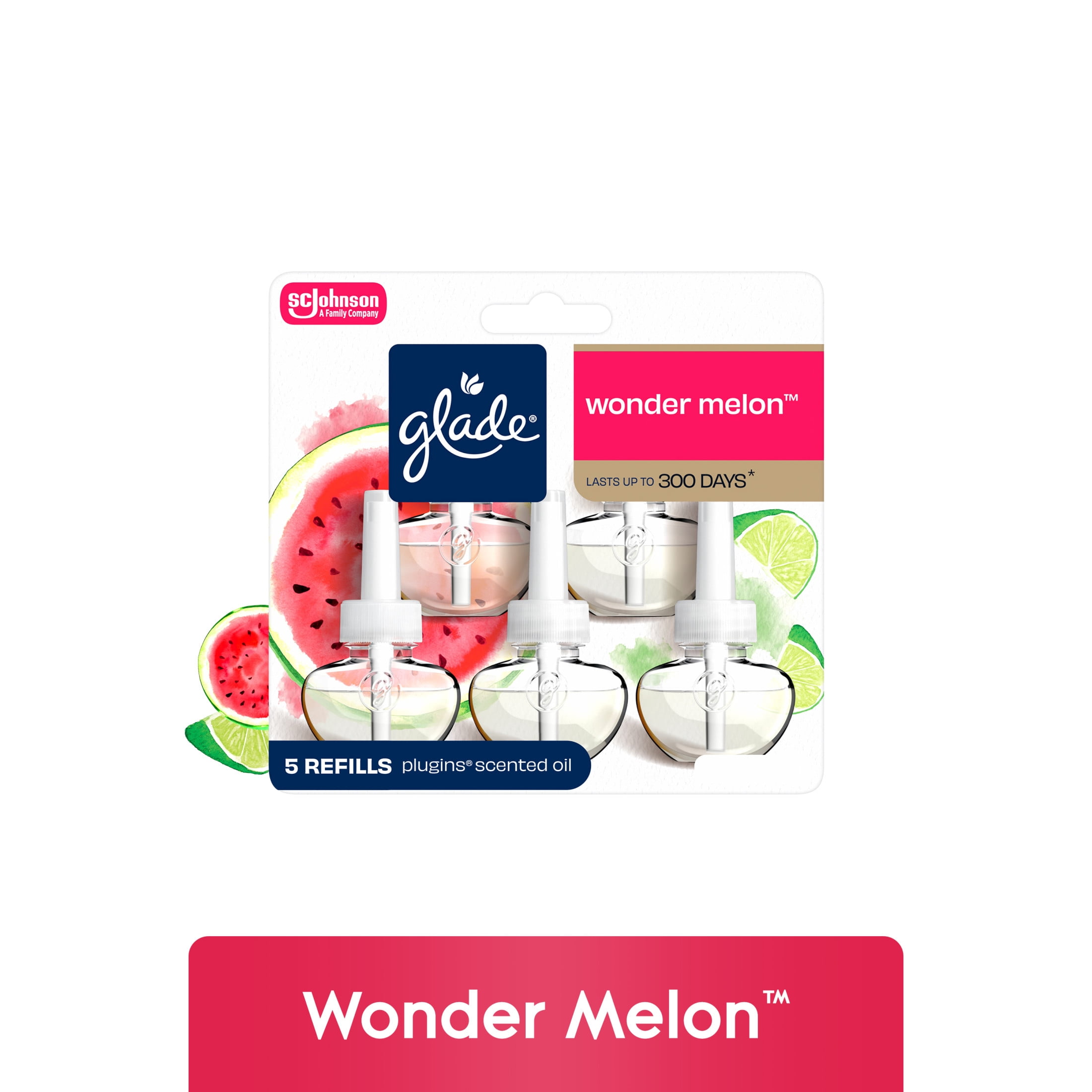 (5 pack) Glade® PlugIns® Refills Air Freshener, Watermelon & Cucumber, 3.35oz., 5 count