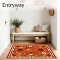 thumbnail image 3 of ODIKA 8'x10' Machine Washable Non-Slip Area Rug, Magical Woodland Critters Stitch Canvas Artwork High Traffic Rug, Orange, 726175, 3 of 5