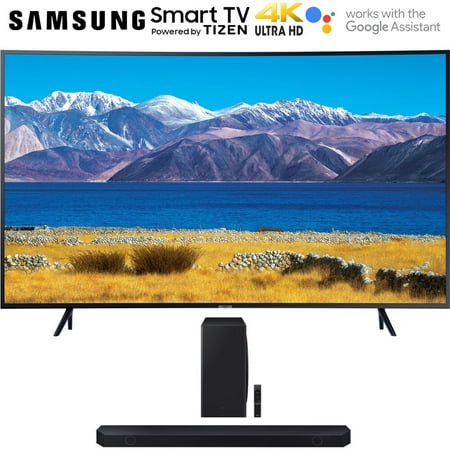Samsung UN55TU8300 55" HDR 4K UHD Smart Curved TV - (2020 Model) Bundle with Q-series 5.1.2 ch. Wireless Dolby ATMOS Soundbar w/ Q-Symphony, HW-Q800C