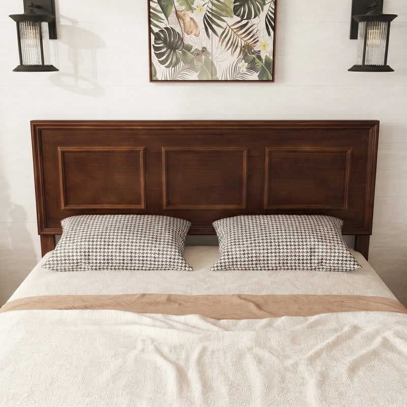 Full Size Platform Bed with Adjustable Height Headboard, Wood Strengthened Bed Frame with Under-Bed Storage Space