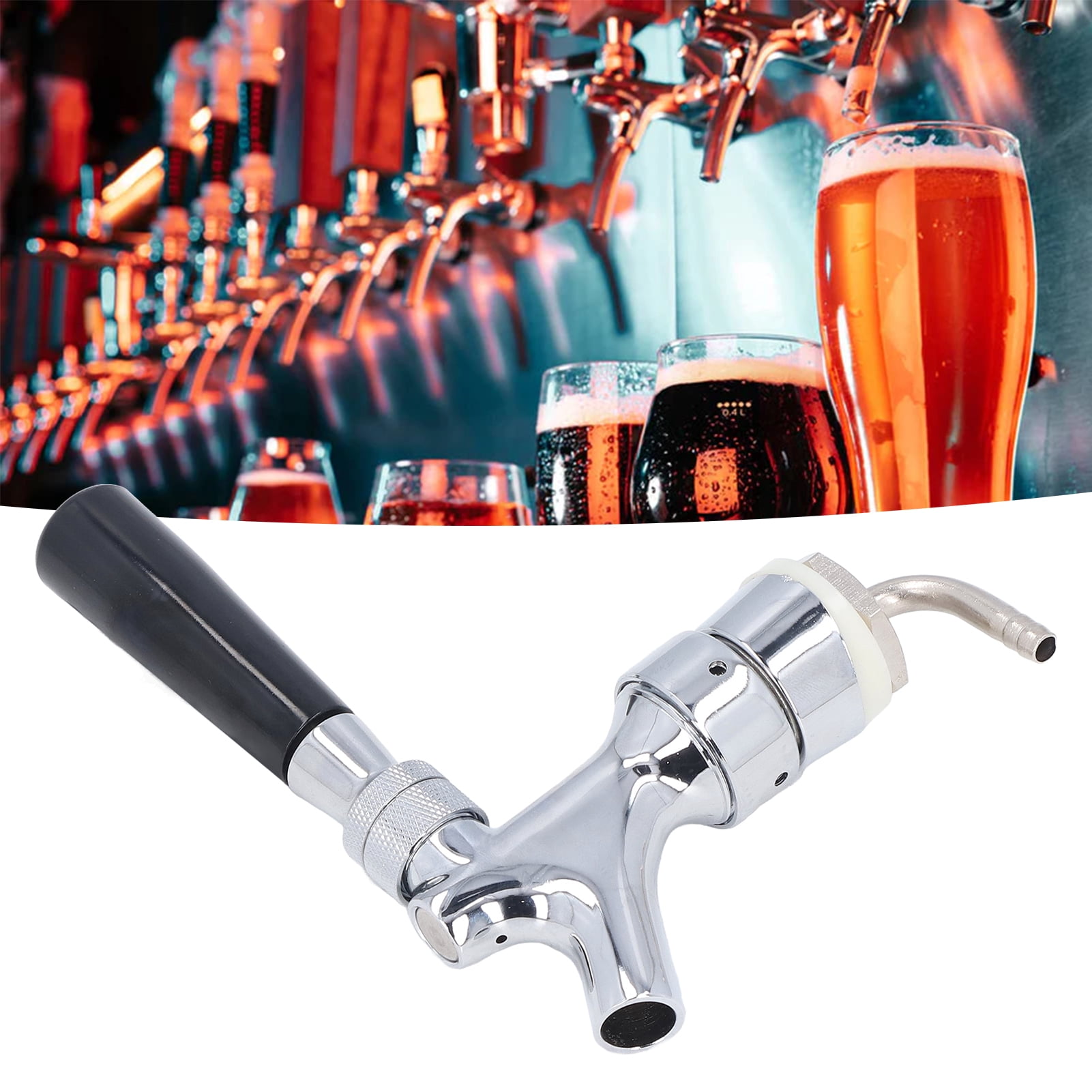 Nieyigj Stainless Steel Beer Tap Faucet, Premium Kegerator Tower Tap for Homebrewing, Silver (Length: 5.12 inches / 13 cm)
