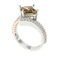 thumbnail image 2 of 2.3075 ct Princess Cut Simulated Champagne Diamond Solitaire with Simulated Diamond Accents 18K White/Rose Gold Womens Engagement Ring, 2 of 5