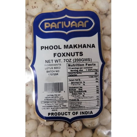 Parivaar Uncooked Phool Makhana | Fox Nut, Popped Lotus Seed | 7oz(200g)