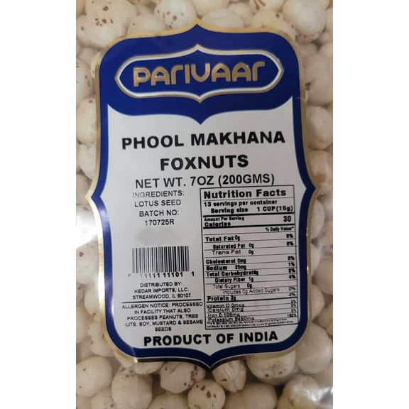 Parivaar Uncooked Phool Makhana | Fox Nut, Popped Lotus Seed | 7oz(200g)
