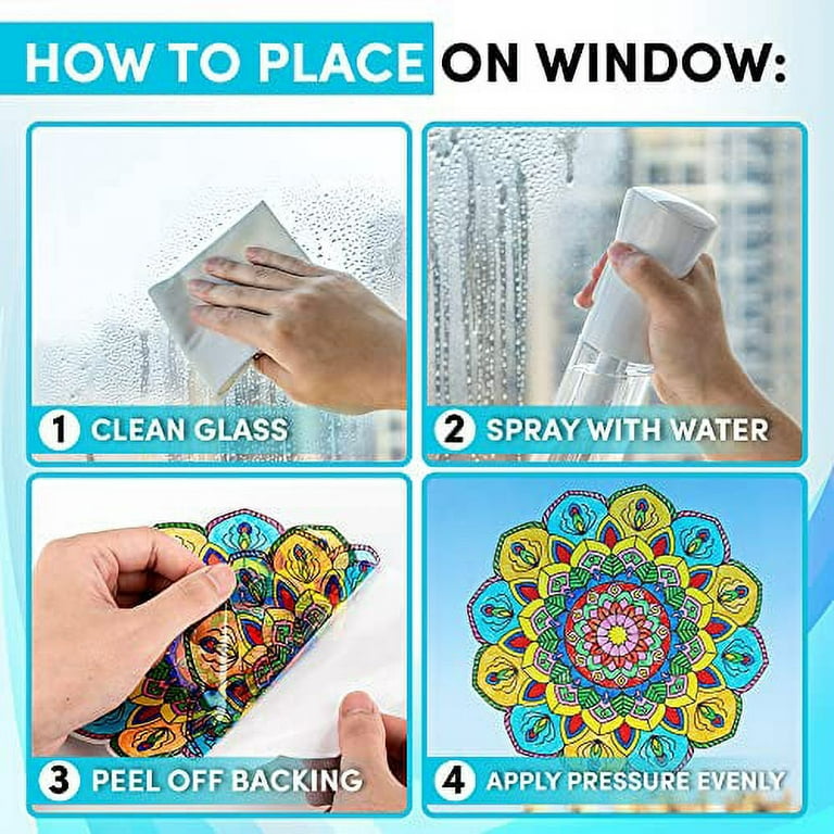 18 Pack Color Mandala Window Clings DIY Stained Glass Kits Suncatchers for  Windows Arts and Crafts DIY Kit for Adults Mandala Sun Catcher for Beginner