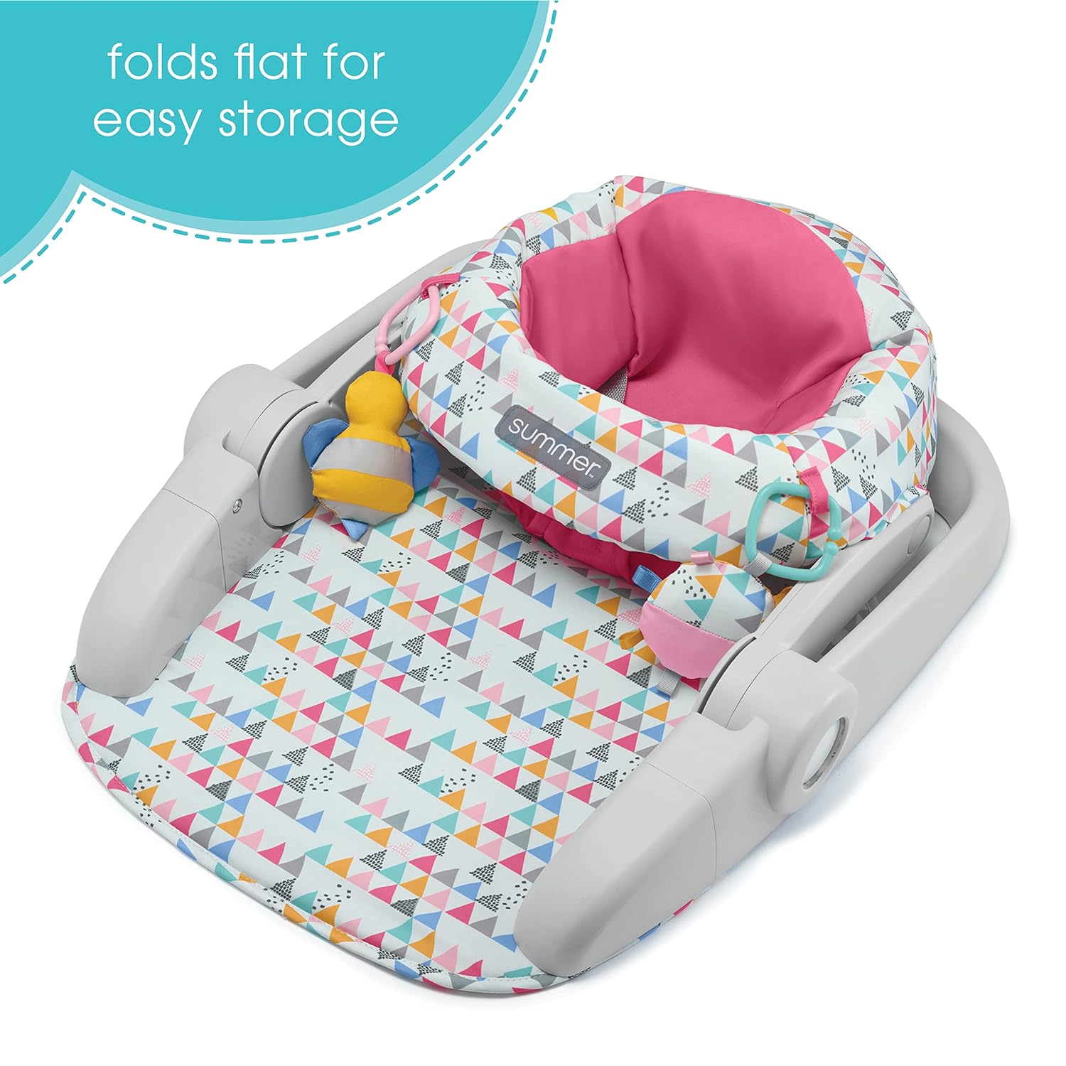 Summer Infant Learn-to-Sit 2-Position Floor Seat (Funfetti Pink) Sit Baby Up in This Adjustable Baby Activity Seat Appropriate for Ages Months Includes Toys - image 4 of 6