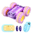 thumbnail image 1 of Graflsoa 2.4G Gesture-Controlled Amphibious RC Stunt Car with Dual Remote, LED Lights, and All-Terrain Tires for Kids (Transparent Purple, Dual Battery), 1 of 6