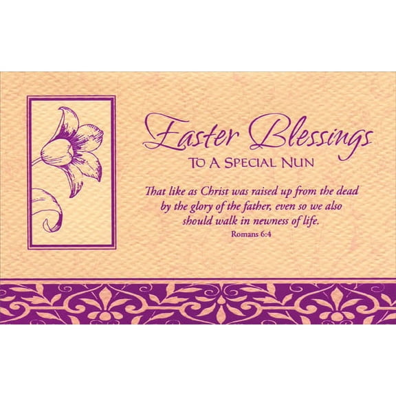 Freedom Greetings Pink Foil Flower in Frame: Nun Easter Card