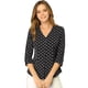 thumbnail image 1 of Top de blusa de oficina vintage con botones de manga 3/4 y lunares para mujer Negro XL, 1 of 6