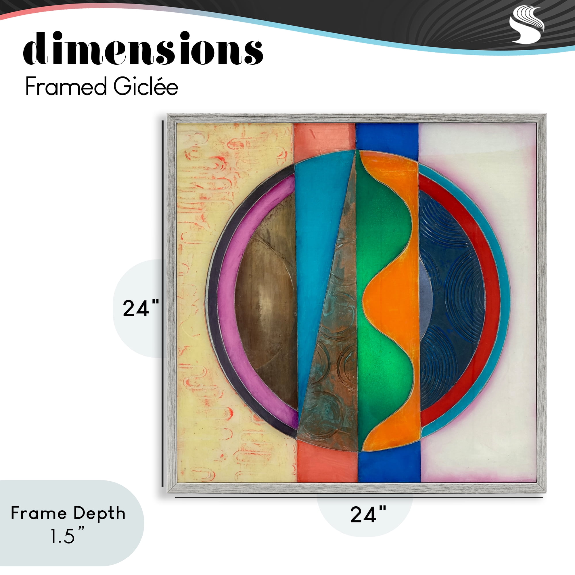 Stupell Industries Circle with Intersecting Waves Gray Framed Giclee Art, design by Matthew Finger