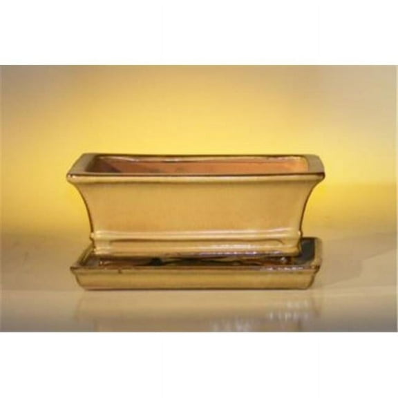 Bonsai Boy L232 8.5 x 6.5 x 3.5 in. Ceramic Bonsai Pot, Olive Green - Rectangle