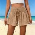 thumbnail image 5 of Ounisa Women's Summer Casual Fashion Solid Drawstring Elastic Waist Loose Culottes Shorts Flowy Breathable Lightweight Airy Shorts, 5 of 7