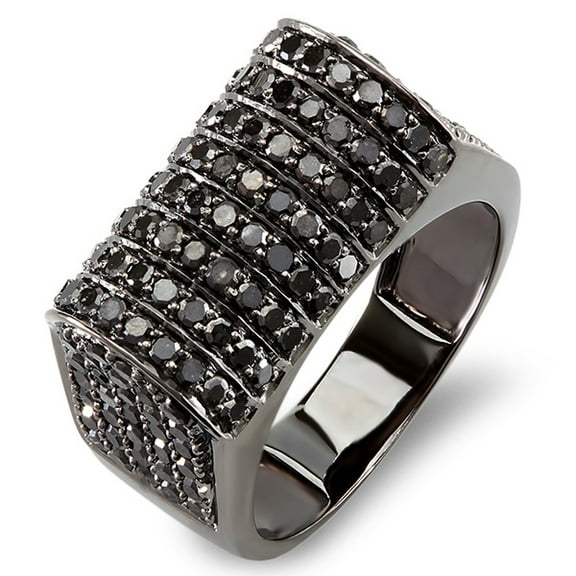 Dazzlingrock Collection 2.50 Carat (ctw) 10K Black Rhodium Plated Round Black Diamond Mens Pinky Ring, White Gold, Size 10.5