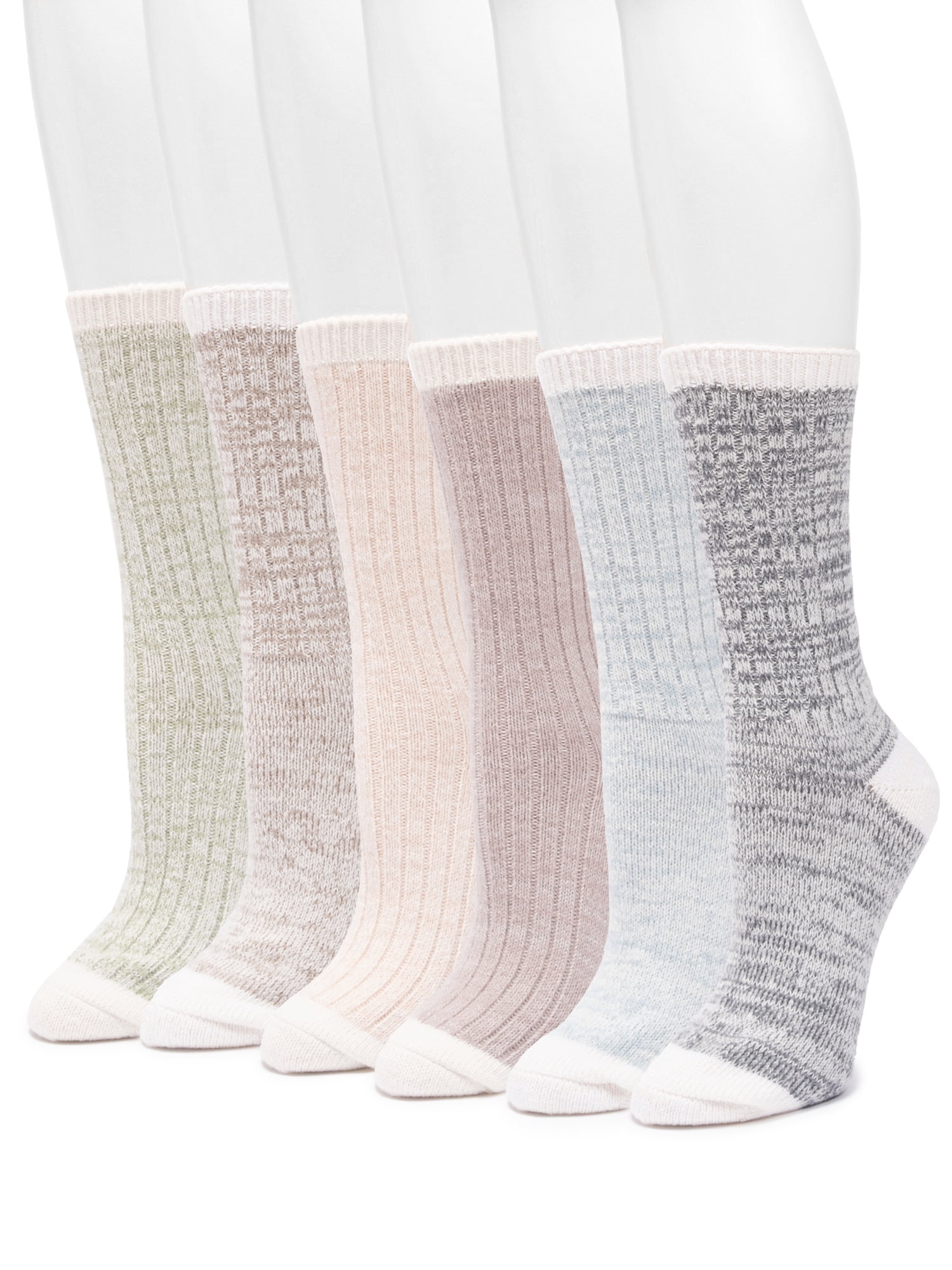 MUK LUKS Women's Fluffy Dream Crew Socks, 6-Pack, One Size