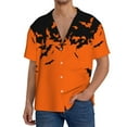 thumbnail image 1 of Balery Halloween With Black Bats Camisa Casual de Manga Corta con Botones para Hombre, Texturizada, Estilo Cubano, para Playa, Verano-3X-Large, 1 of 5