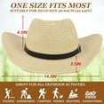 thumbnail image 3 of EINSKEY Straw Cowboy Hats for Men, Western Cowgirl Hat Women Wide Brim Fedora for Beach,Beige, 3 of 7
