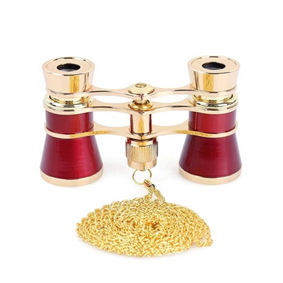braveheart Retro Opera Glasses Optical Binoculars Lens Theater Metal Body Telescope Delicate Multipurpose Women Girls Gifts Red Chain