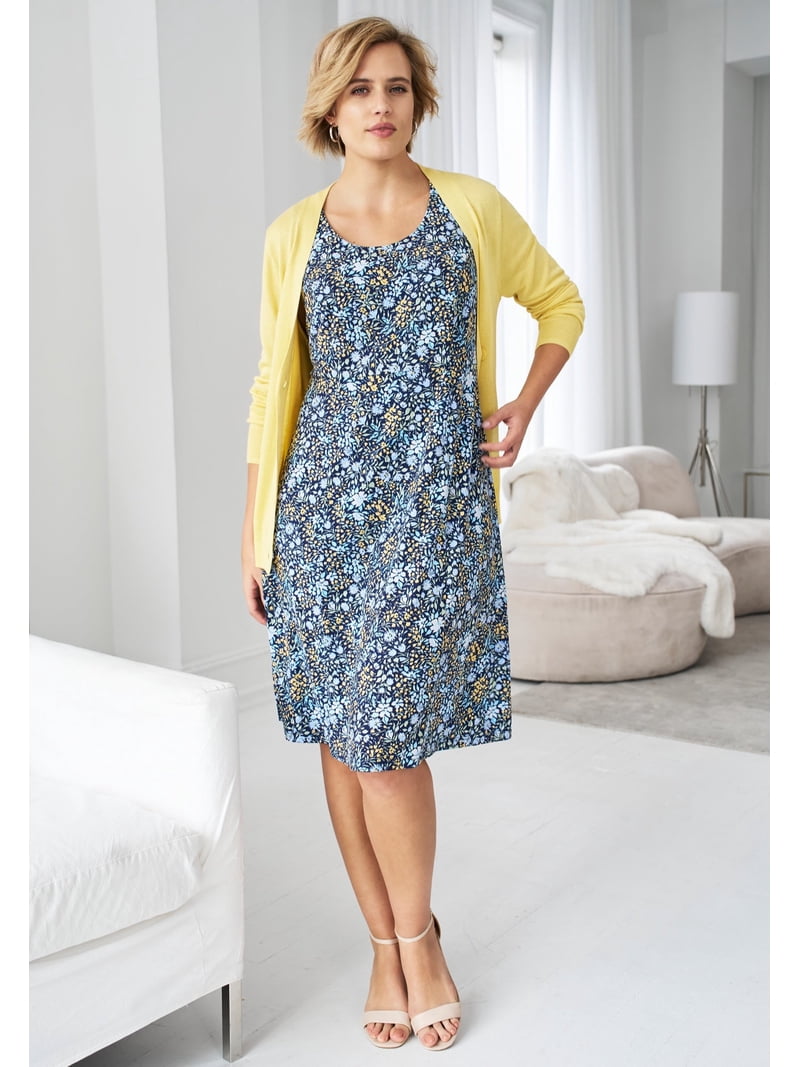 ellos Women's Plus Size Knit Fit And Flare Knit Dress - Walmart.com