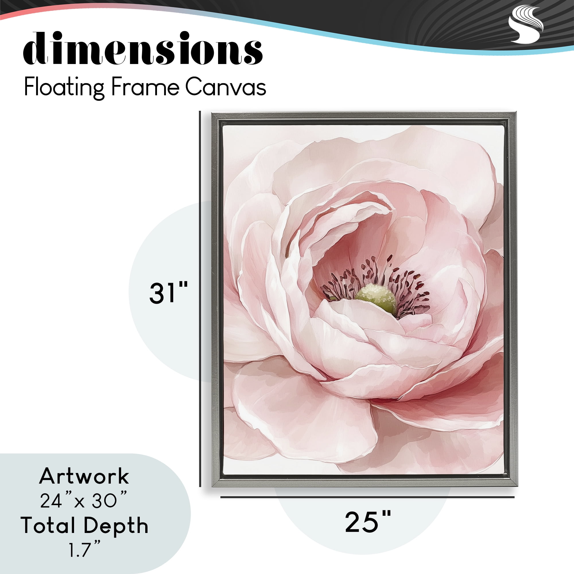 Fresh Rosy Close Up Petals Gray Framed Floater Canvas Wall Art, design by Christine Simpson Art