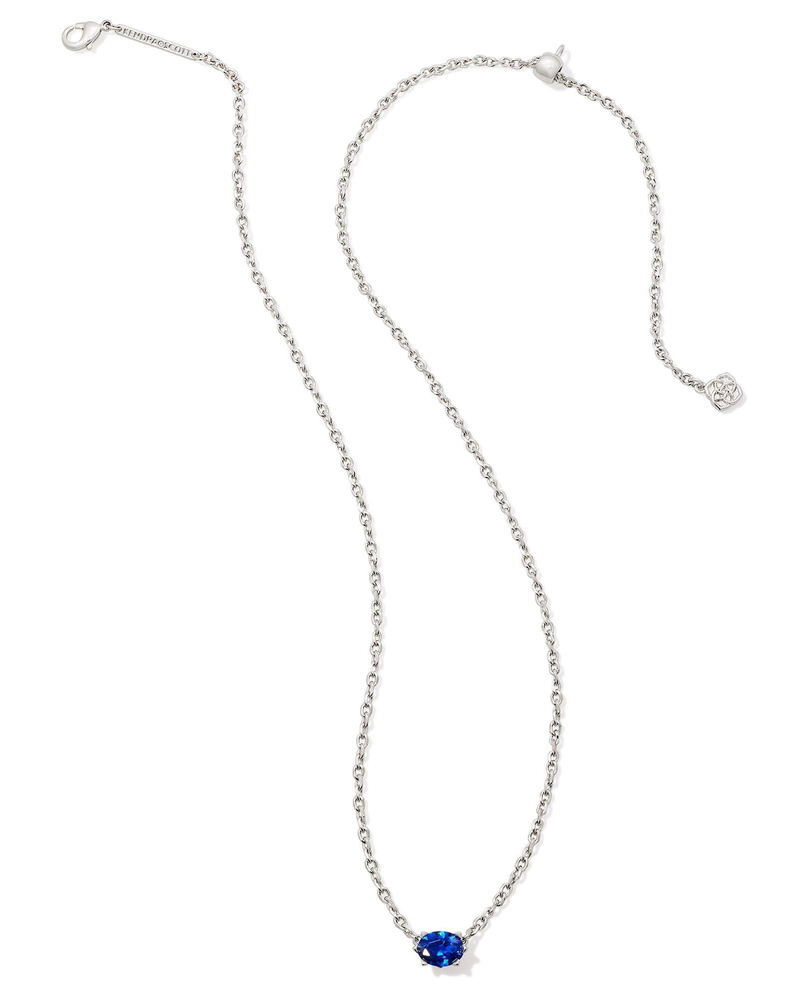 Kendra Scott Cailin Silver Pendant Necklace in Blue Crystal