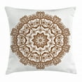 thumbnail image 1 of Brown Mandala Throw Pillow Cushion Cover, Kaleidoscope Inspired Round Form Mandala with Circles and Flowers, Decorative Square Accent Pillow Case, 20 X 20 Inches, Chocolate and White, by Ambesonne, 1 of 2