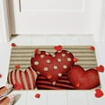 thumbnail image 5 of Valentine's Day Red Heart Bow Doormat Scalloped Edge Heart Welcome Door Mat 23 x 16 Inch Cute Flowers Artificial Coir Non Entrance Rugs for Indoor Outdoor Kitchen Decor, 5 of 6