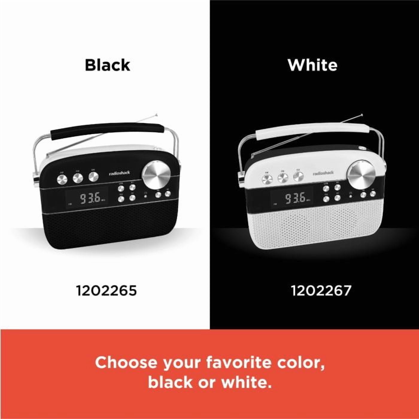 RadioShack AM/FM 2-Band Vintage Radio with Bluetooth Function and USB/TF ports White