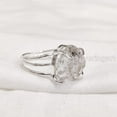 thumbnail image 4 of Natural Herkimer Diamond Ring, Rough Herkimer Diamond Ring, Birthstone, 3 Plain Band, 925 Sterling Silver, Womens Ring, Christmas, Thanksgiving, Handmade, Statement Jewelry, Rough Gemstone Jewelry, 4 of 5