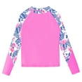 thumbnail image 4 of YONGHS UPF 50+ Swim Top for Girls Floral Long Sleeve Rashguard Shirts Beach Bathing Suit Swimsuits White 6, 4 of 5