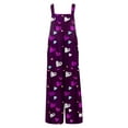 thumbnail image 3 of Fgvctg Valentine's Day Womens Jumpsuits Wide Leg Pant Holiday Love Heart Graphic Overall Sleeveless Rompers Spaghetti Straps Jumpsuits Loose Bib Overalls Sprimg Clothes With Pockets Purple 5XL, 3 of 7