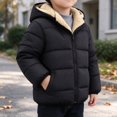 thumbnail image 2 of Feancey Toddler Boys Fleece Jacket Baby Girls Winter Sherpa Lined Hooded Coats Kids Windproof Warm Down Coat Solid Casual Puffer Jackets Black 3 Years, 2 of 5