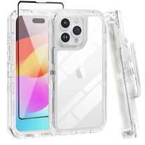 TASHHAR for iPhone 15 Pro Max Case with Screen Protector and Belt Clip Holster 3 in 1 Reinforced Bumper Shockproof Non-Yellowing Crystal Clear Case iPhone 15 Pro Max 6.7 inch 2023 Phone