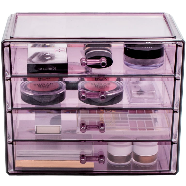 Sorbus Makeup and Jewelry Storage Case Display- 4 Large Drawers - Purple