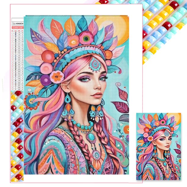 Kit Con Cuentas Cuadradas 5D DIY para Niña Del Arte Artesanal 45x65cm