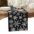thumbnail image 6 of Snowflake Black Cotton Linen Table Runner for Dining Kitchen, Christmas Winter Snowfall Xmas Holiday Wedding Outdoor Party Tablerunners Decoration, Dresser Scarf Coffee Tablecloth Runners 13"x90", 6 of 9