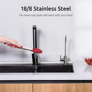 600°F Heat Resistant Kitchen Tongs: U-Taste 7/9/12 inch Silicone Cooking Tong Set with Non Stick Rubber Tips and Silicon Coated 18/8 Stainless Steel Handle for Serving Grilling Salad(Red)